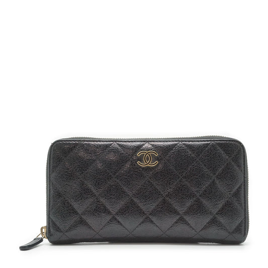 Camellia Zip Around Long Wallet