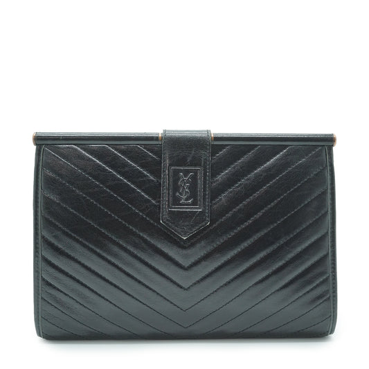 YSL Quilted Embossed Leather Clutch