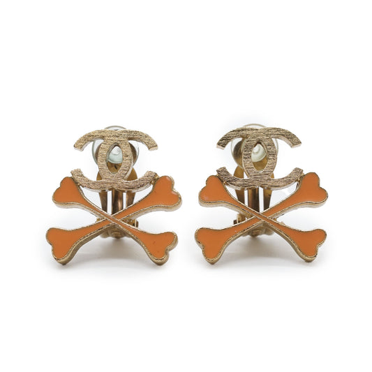 CC Logo Crossbone Clip-On Earrings