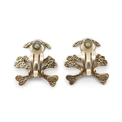 CC Logo Crossbone Clip-On Earrings
