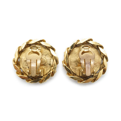 Coco Mark Rhinestone Round Clip Earrings GP
