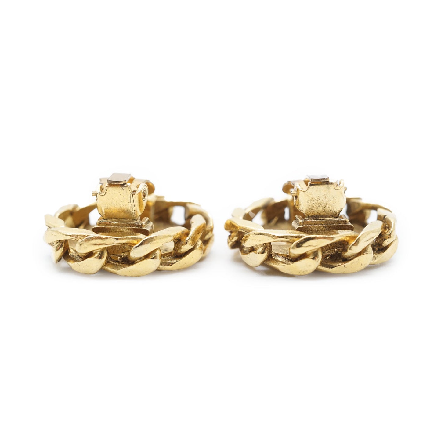 Coco Mark Rhinestone Round Clip Earrings GP