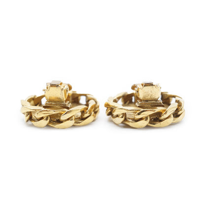 Coco Mark Rhinestone Round Clip Earrings GP