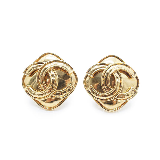 CC Logo Diamond Shape Clip Earrings GP