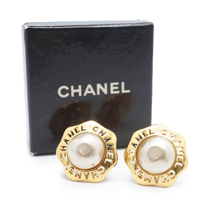 Artificial Pearl Flower Round Clip Earrings