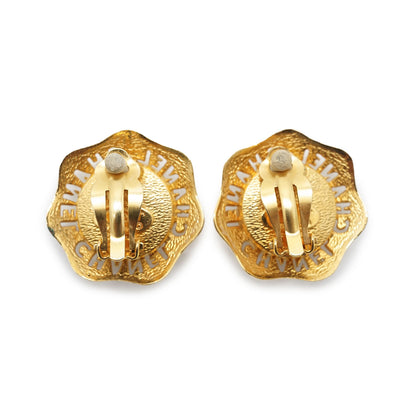 Artificial Pearl Flower Round Clip Earrings