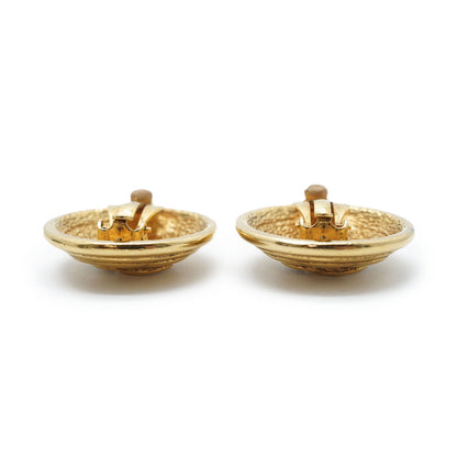 CC Logo Matelasse Button Clip Earrings GP