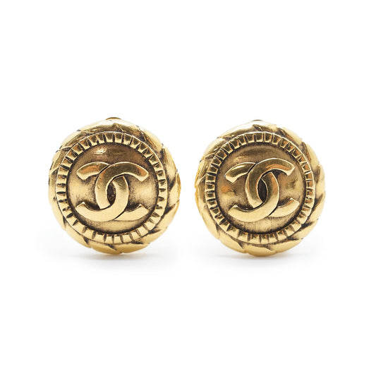 Coco Mark Round Clip Earrings