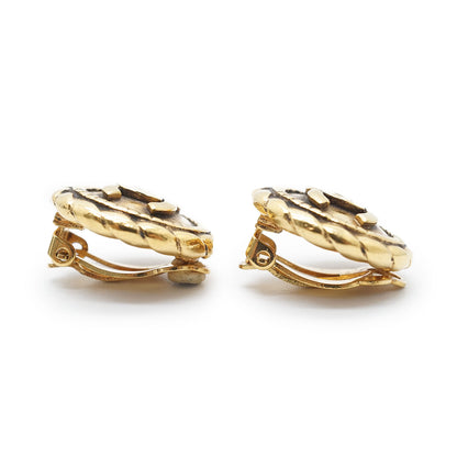 Coco Mark Round Clip Earrings