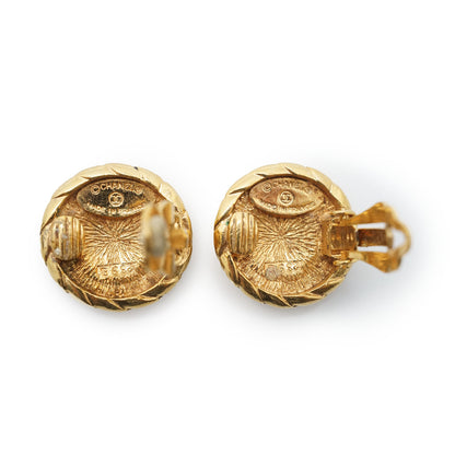 Coco Mark Round Clip Earrings