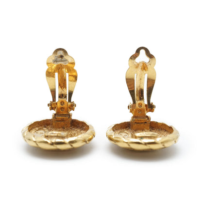 Coco Mark Round Clip Earrings