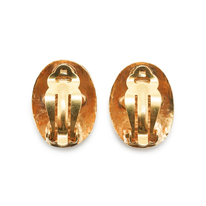 CC Logo Oval Star Clip Earrings