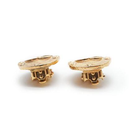 CC Logo Oval Star Clip Earrings