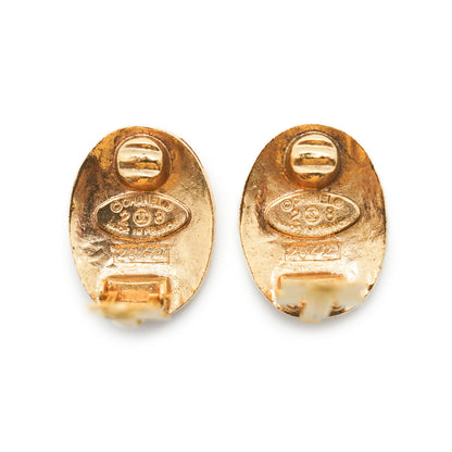 CC Logo Oval Star Clip Earrings