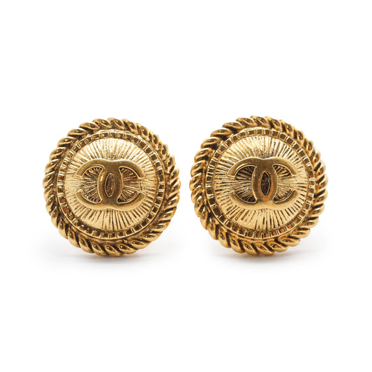 CC Logo Round Clip Earrings GP