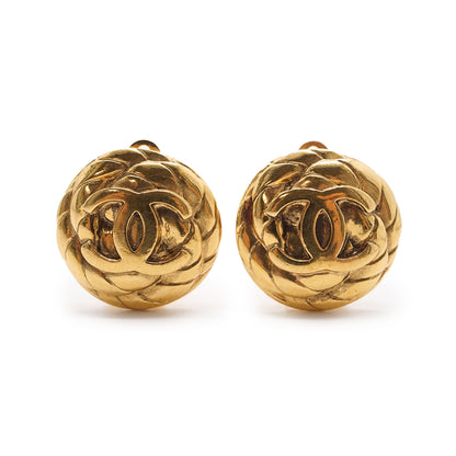 Coco Mark Round Clip Earrings GP
