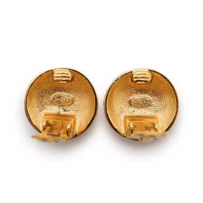 Coco Mark Round Clip Earrings GP