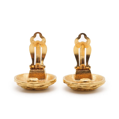 Coco Mark Round Clip Earrings GP
