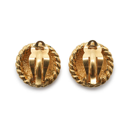 Coco Mark Round Clip Earrings GP