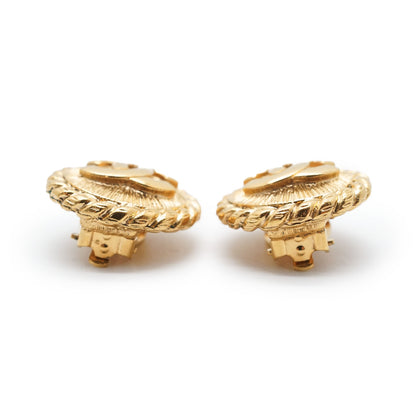 Coco Mark Round Clip Earrings GP