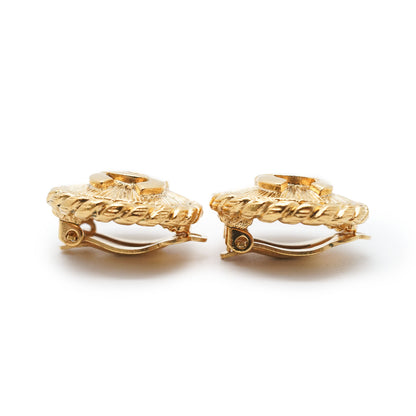 Coco Mark Round Clip Earrings GP