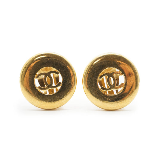 CC Logo Cut-out Round Clip Earrings GP