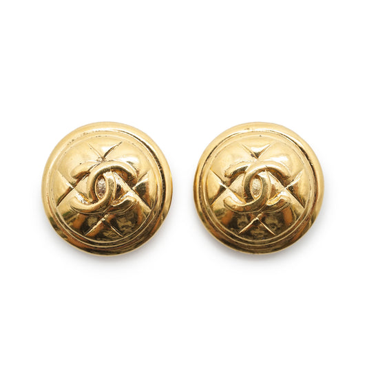 CC Logo Matelasse Button Clip Earrings GP