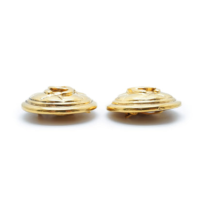 CC Logo Matelasse Button Clip Earrings GP