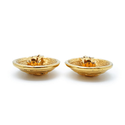 CC Logo Matelasse Button Clip Earrings GP