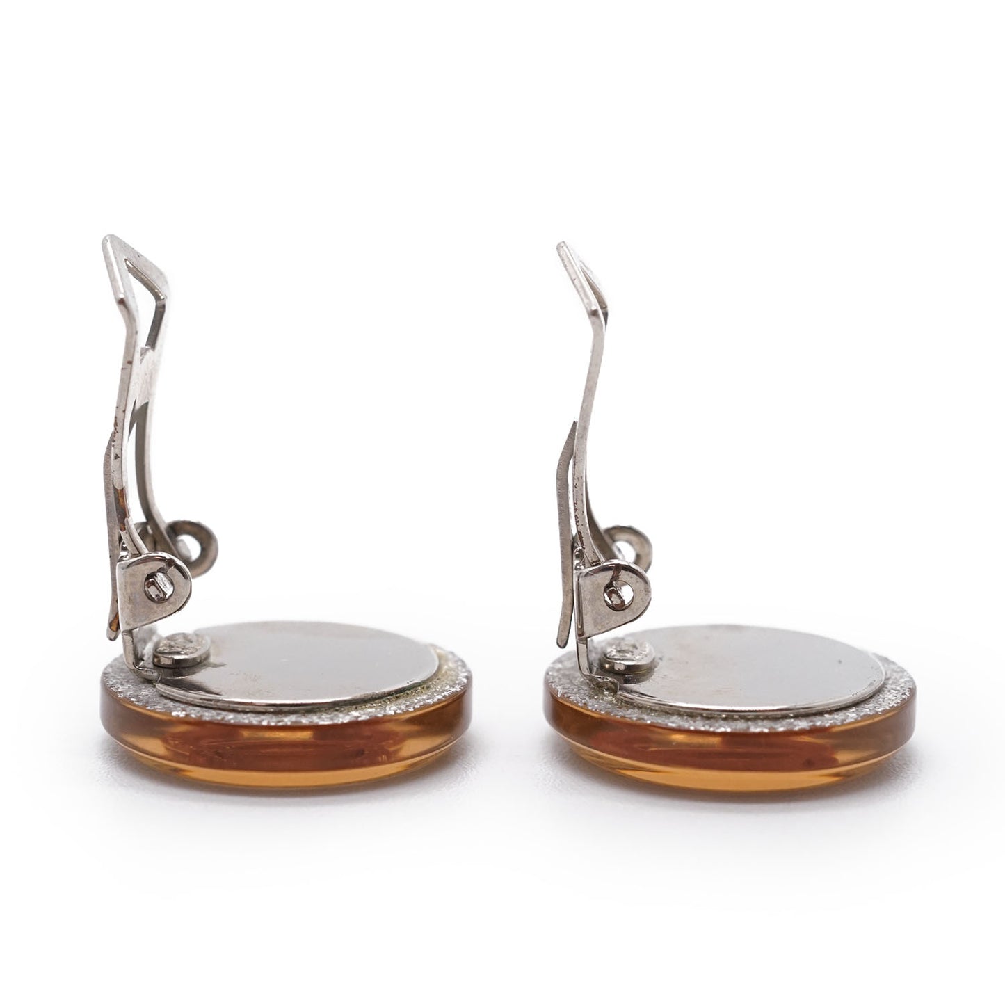 CC Logo Glitter Round Clip-On Earrings
