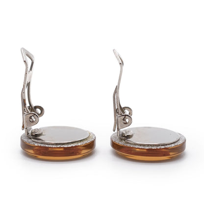 CC Logo Glitter Round Clip-On Earrings