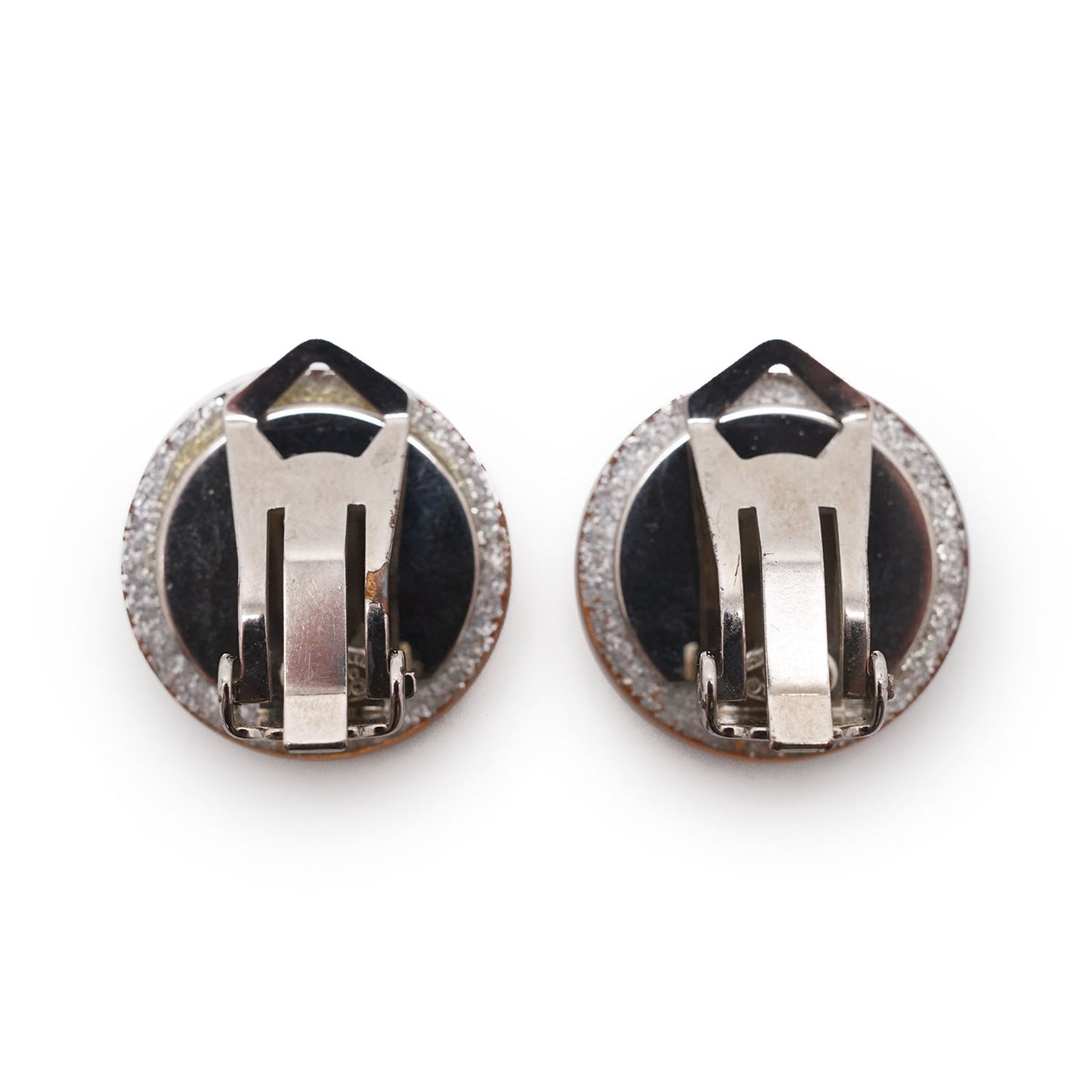 CC Logo Glitter Round Clip-On Earrings