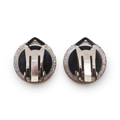 CC Logo Glitter Round Clip-On Earrings