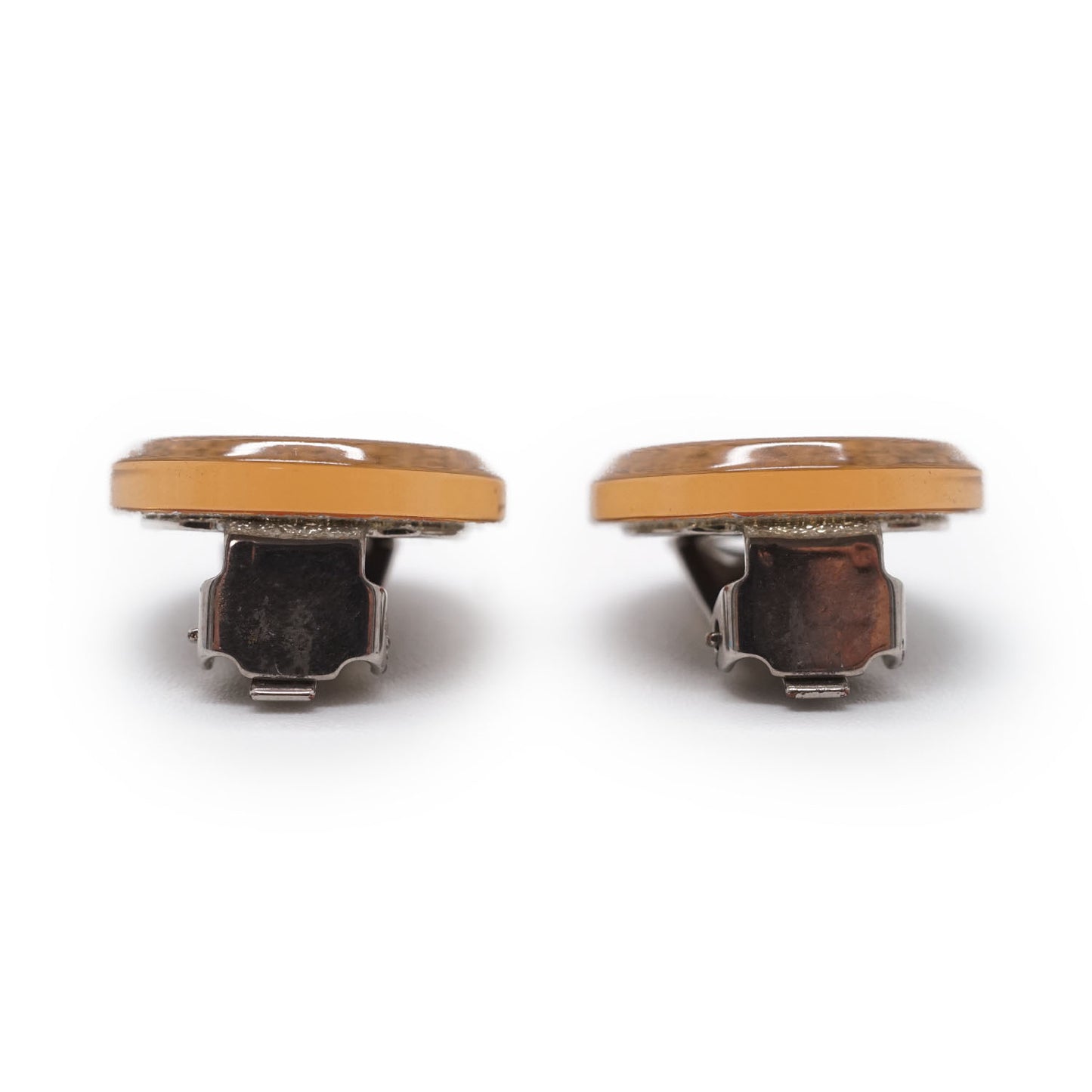 CC Logo Glitter Round Clip-On Earrings