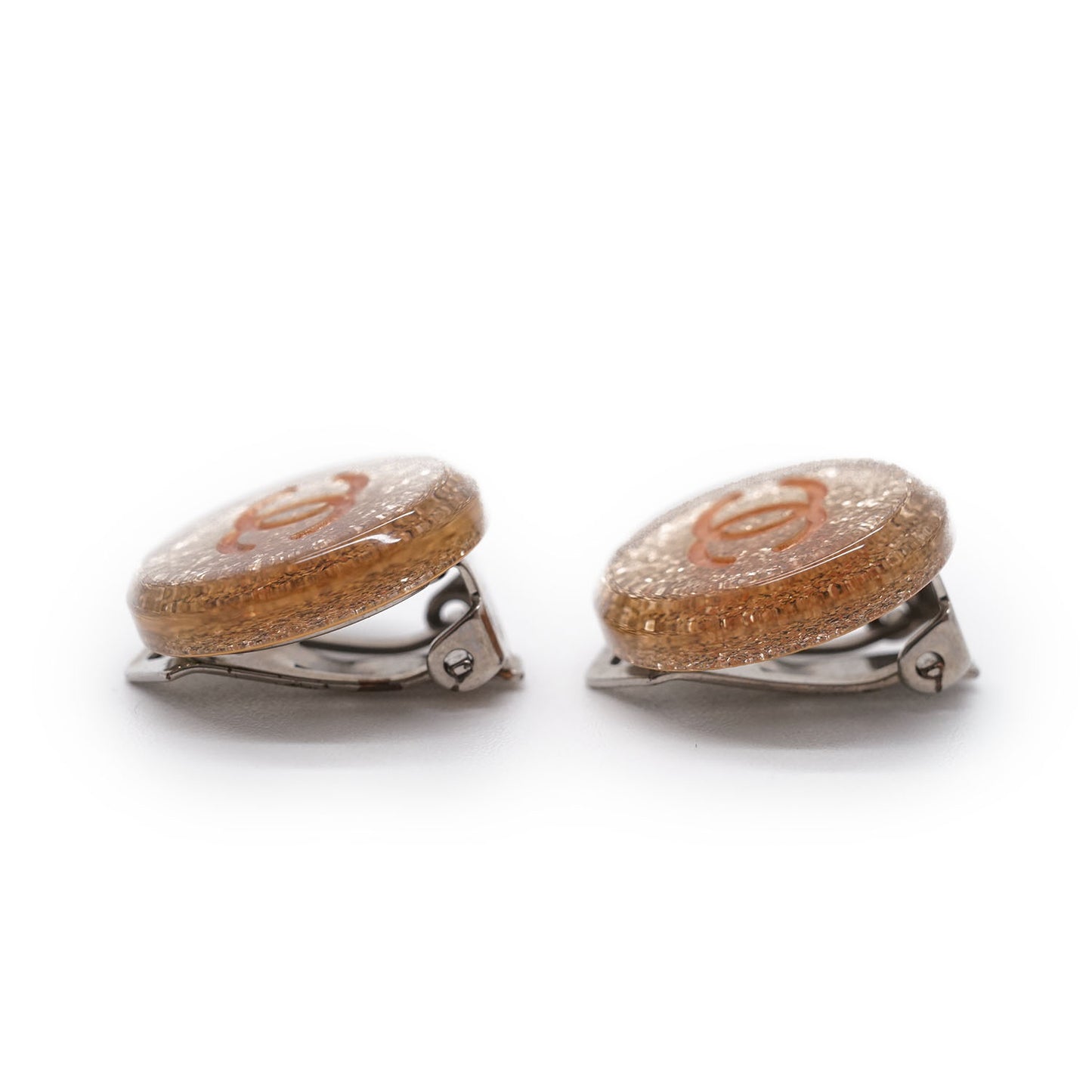 CC Logo Glitter Round Clip-On Earrings
