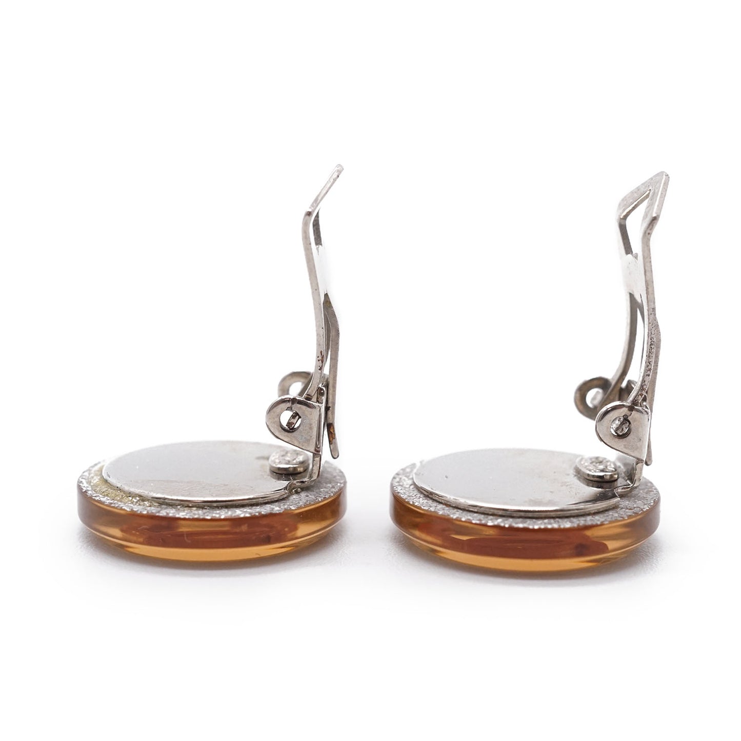 CC Logo Glitter Round Clip-On Earrings