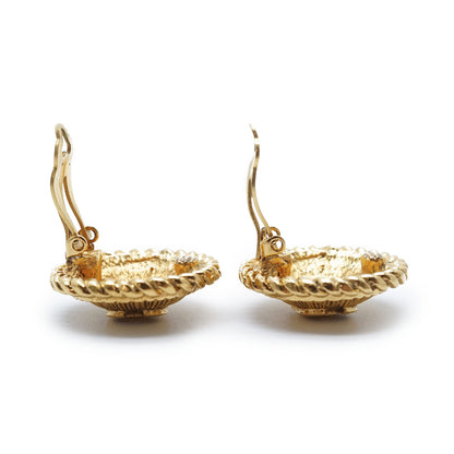 CC Logo Twisted Rope Sunburst Round Clip-On Earrings GP