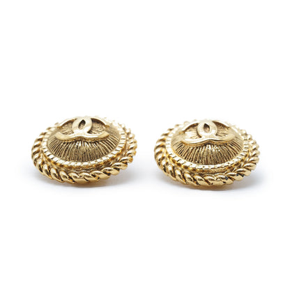 CC Logo Twisted Rope Sunburst Round Clip-On Earrings GP