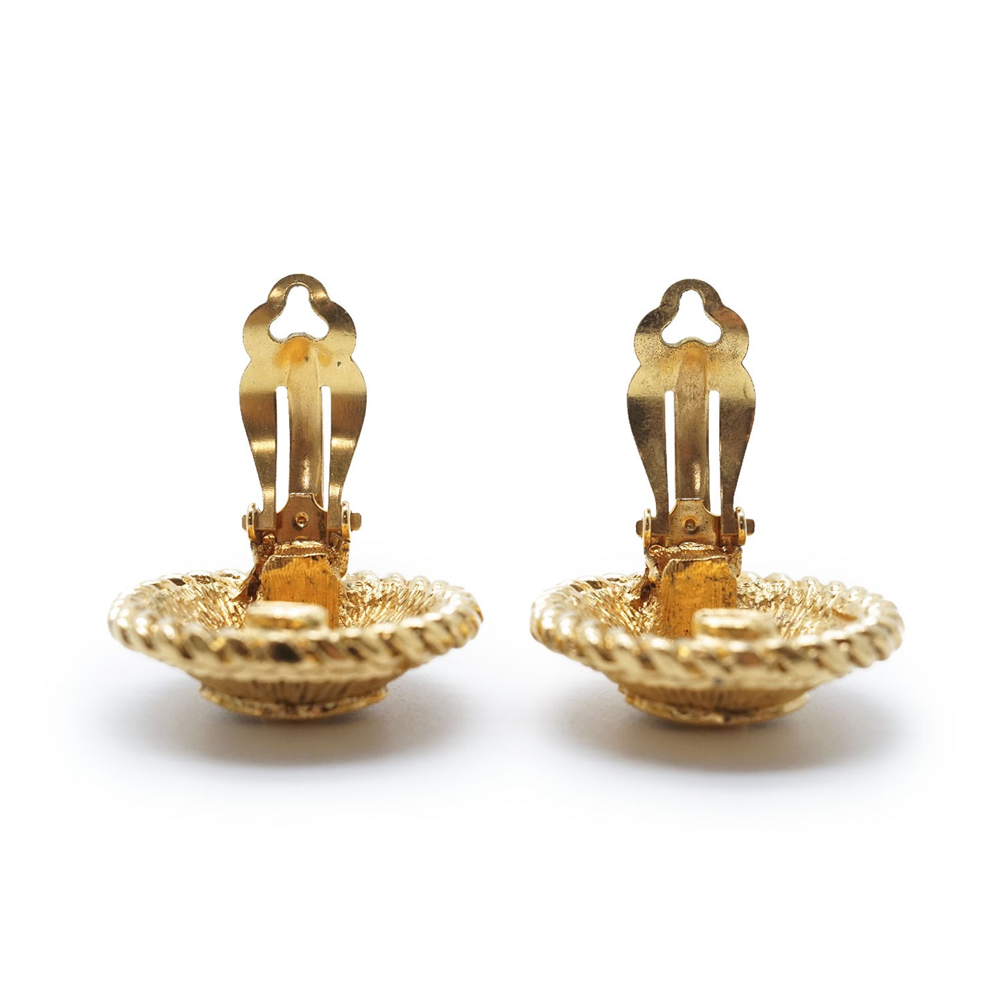 CC Logo Twisted Rope Sunburst Round Clip-On Earrings GP