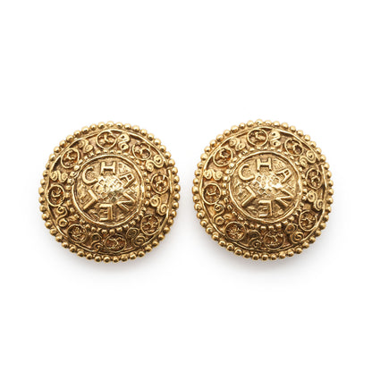 CC Filigree Round Clip-On Earrings GP