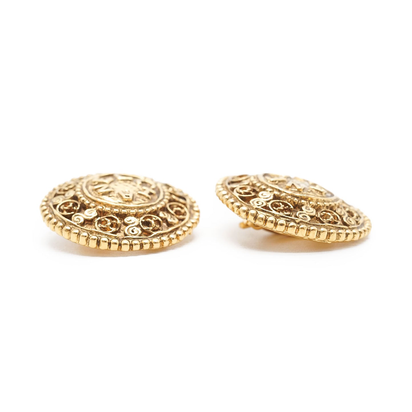 CC Filigree Round Clip-On Earrings GP