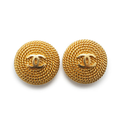 CC Logo Twisted Rope Round Clip-On Earrings GP