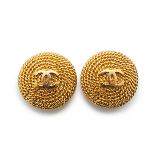 CC Logo Twisted Rope Round Clip-On Earrings GP
