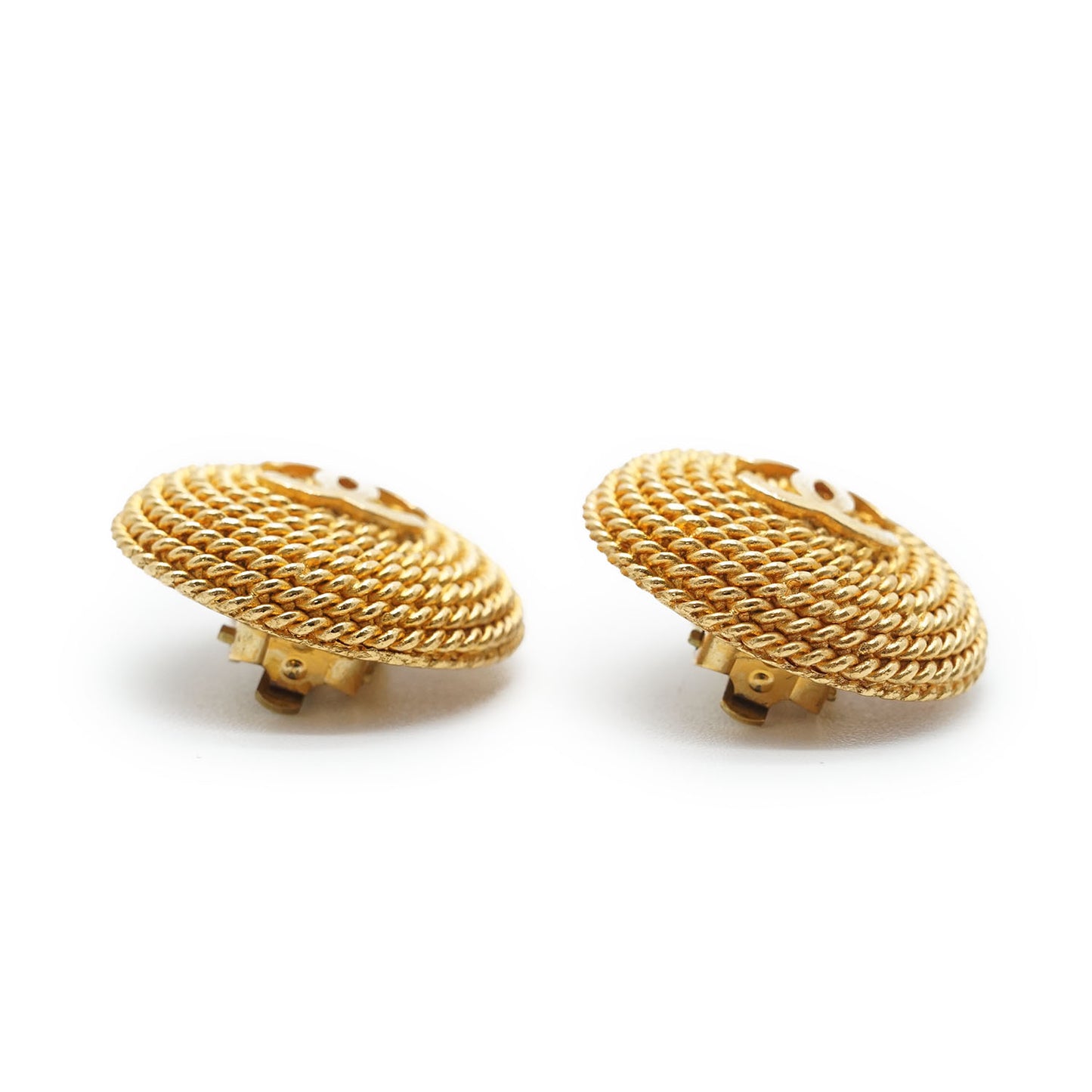 CC Logo Twisted Rope Round Clip-On Earrings GP