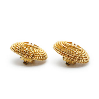 CC Logo Twisted Rope Round Clip-On Earrings GP
