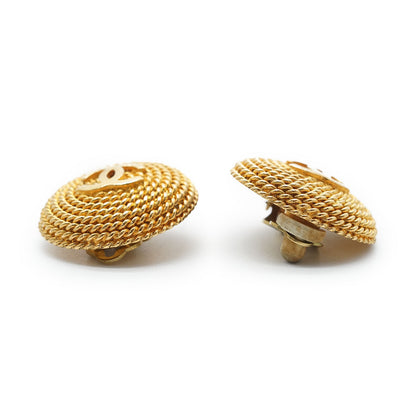 CC Logo Twisted Rope Round Clip-On Earrings GP
