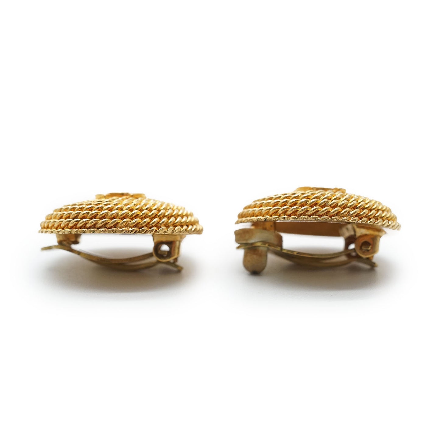 CC Logo Twisted Rope Round Clip-On Earrings GP