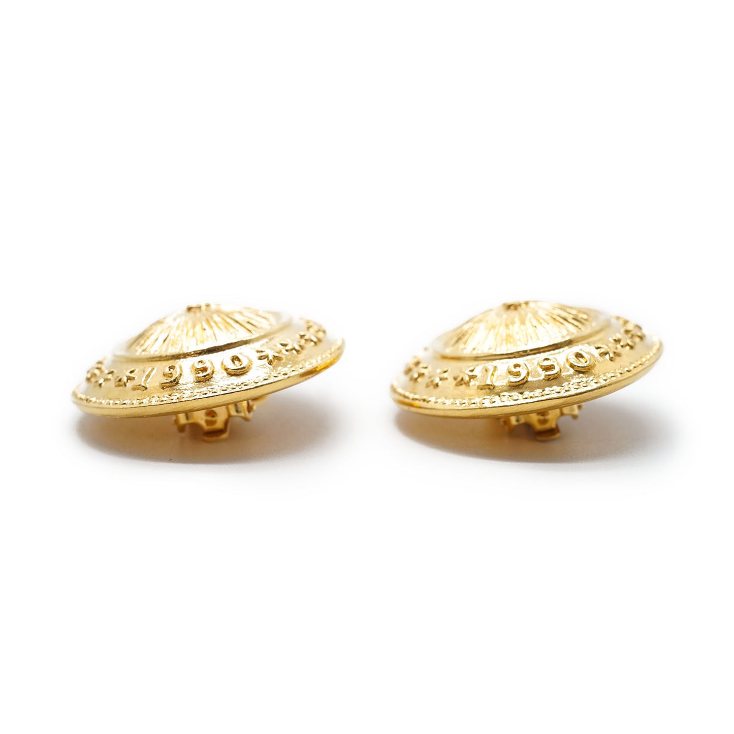 1990 Round Medallion Clip-On Earrings GP