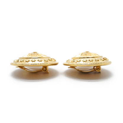 1990 Round Medallion Clip-On Earrings GP