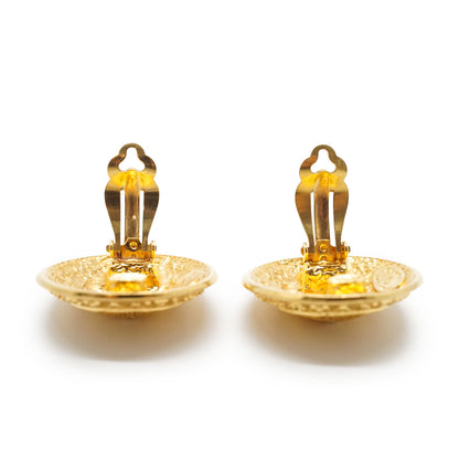 1990 Round Medallion Clip-On Earrings GP
